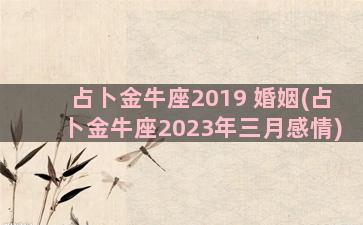 占卜金牛座2019 婚姻(占卜金牛座2023年三月感情)